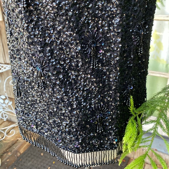 Vintage NOS Stephen Chin Beaded Top with Bead Fringe sz 38 - Picture 8 of 12